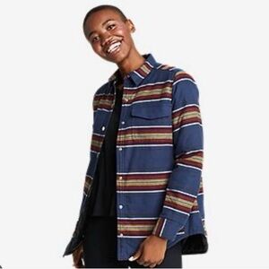 Eddie Bauer Blue Multicolored Striped Jacket